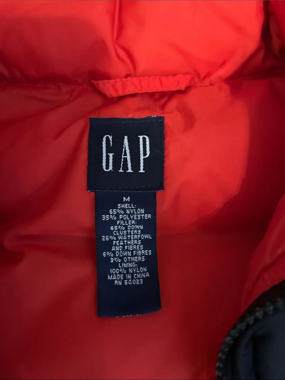 GAP Black Exterior with Red Interior Quilted Puffer Vest